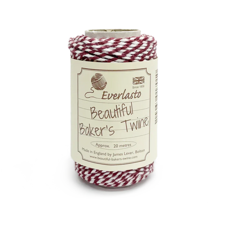 20m Bakers Twine - Burgundy / White by eco-craft - made in the UK