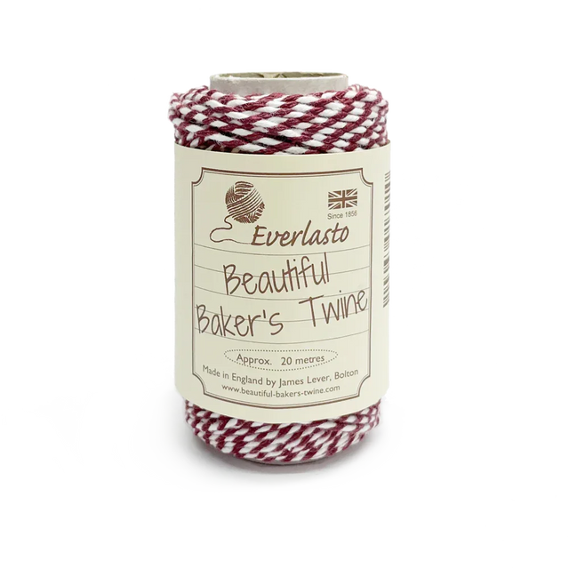 20m Bakers Twine - Burgundy / White by eco-craft - made in the UK