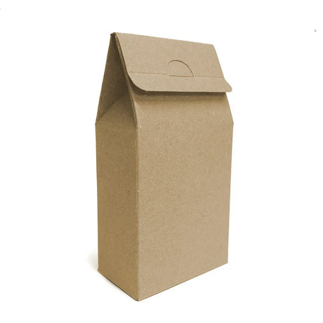 Medium Taper-Top Carton with Window - 160 x 77 x 44mm - Hairy Manilla by eco-craft - made in the UK