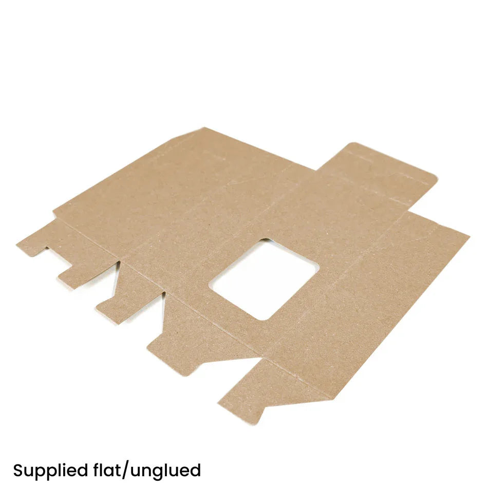 Medium Taper-Top Carton with Window - 160 x 77 x 44mm - Hairy Manilla by eco-craft - made in the UK
