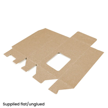 Medium Taper-Top Carton with Window - 160 x 77 x 44mm - Hairy Manilla by eco-craft - made in the UK