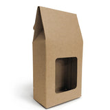 Medium Taper-Top Carton with Window - 160 x 77 x 44mm - Hairy Manilla by eco-craft - made in the UK