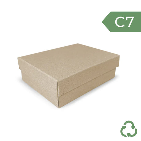 C7 Deep Gift Box & Lid - 120x85x38mm - Hairy Manilla (Kraft Brown) by eco-craft - made in the UK