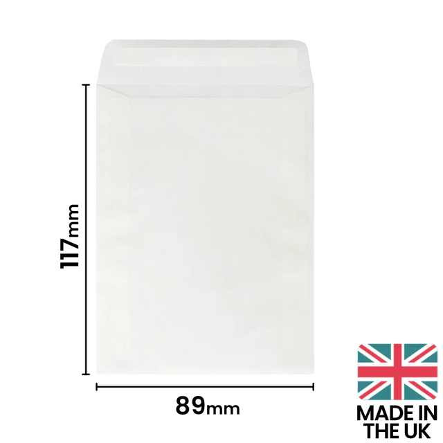89x117mm (C7) Peel & Seal Glassine Envelope by eco-craft - made in the UK
