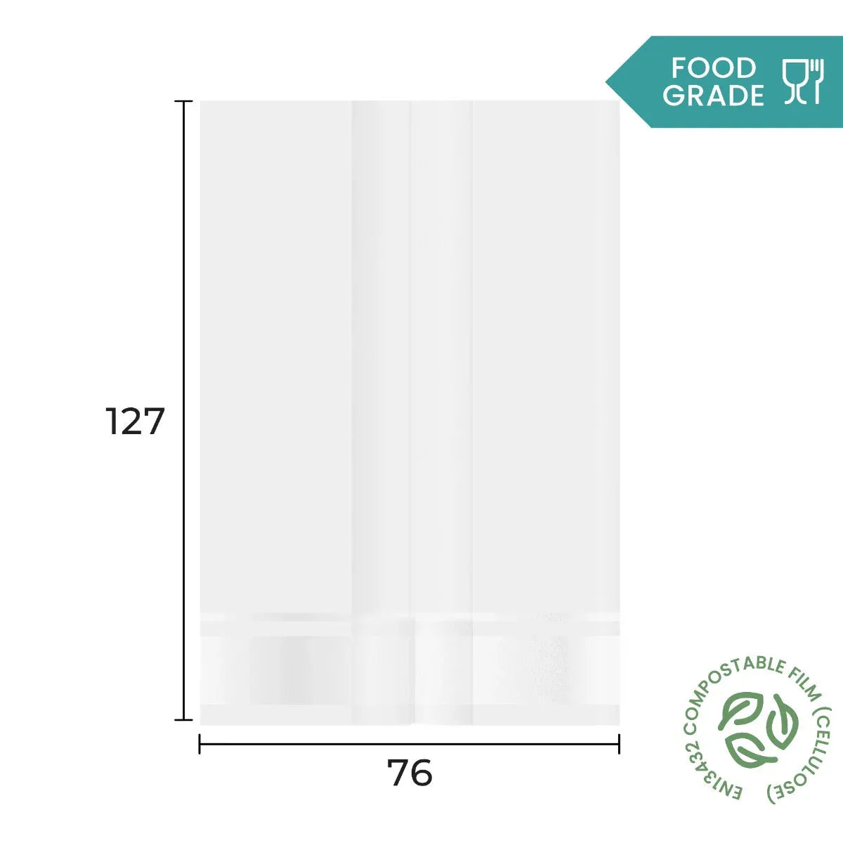 76 x 127mm Folded-Base Cellulose Clear Display Bag by eco-craft - made in the UK