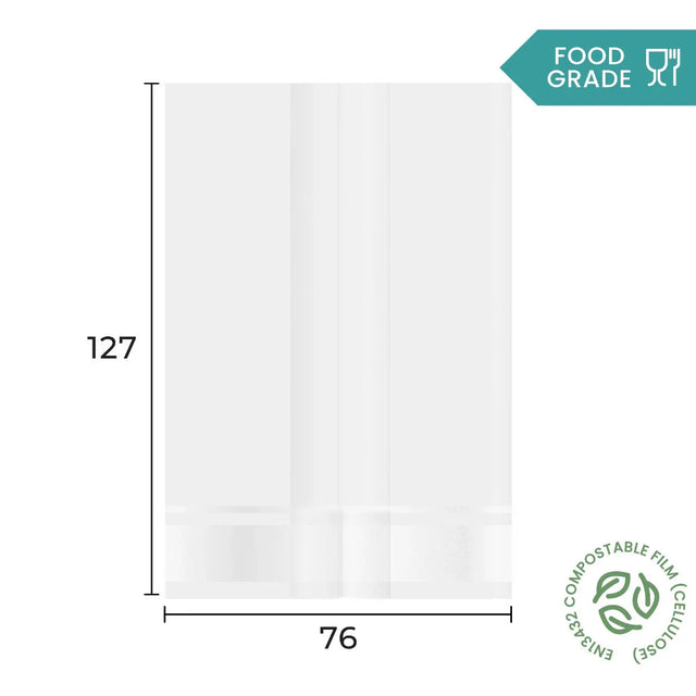 76 x 127mm Folded-Base Cellulose Clear Display Bag by eco-craft - made in the UK