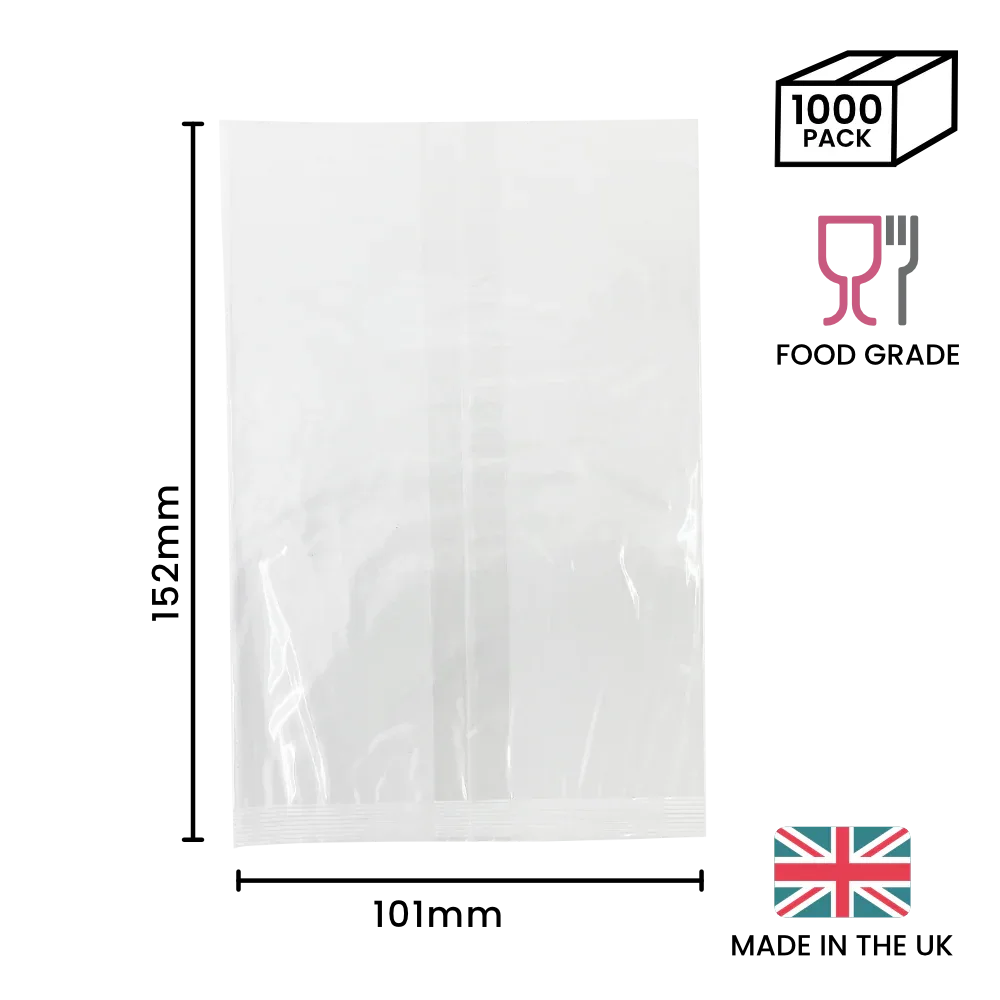 101 x 152mm Cellulose Clear Display Bag by eco-craft - made in the UK
