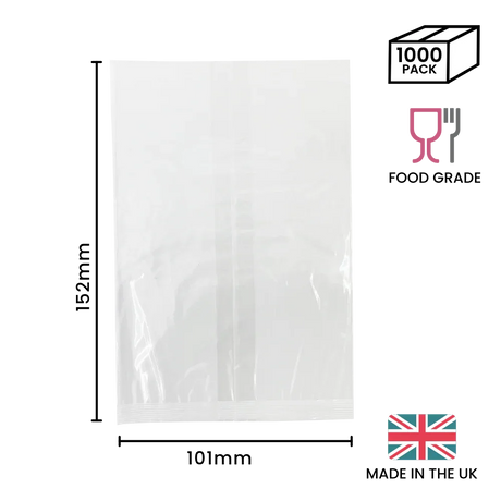 101 x 152mm Cellulose Clear Display Bag by eco-craft - made in the UK
