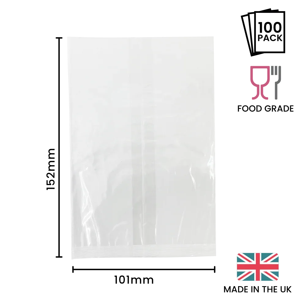 101 x 152mm Cellulose Clear Display Bag by eco-craft - made in the UK