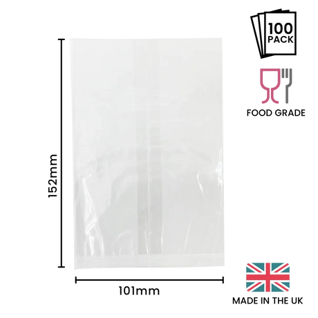 101 x 152mm Cellulose Clear Display Bag by eco-craft - made in the UK