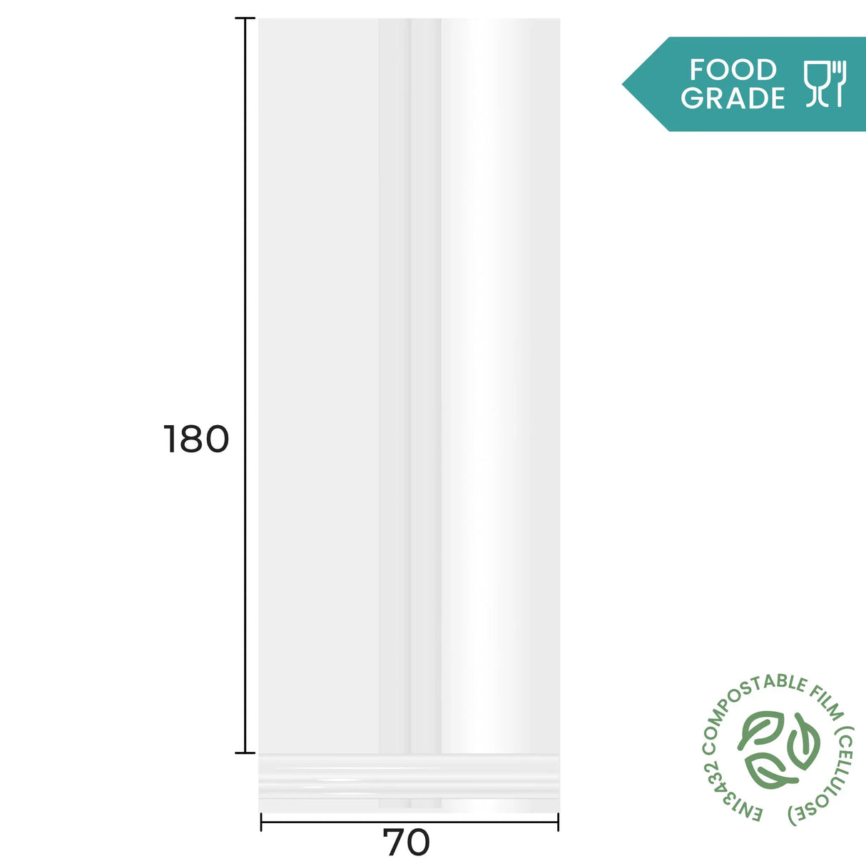 70 x 180mm Cellulose Clear Display Bag by eco-craft - made in the UK