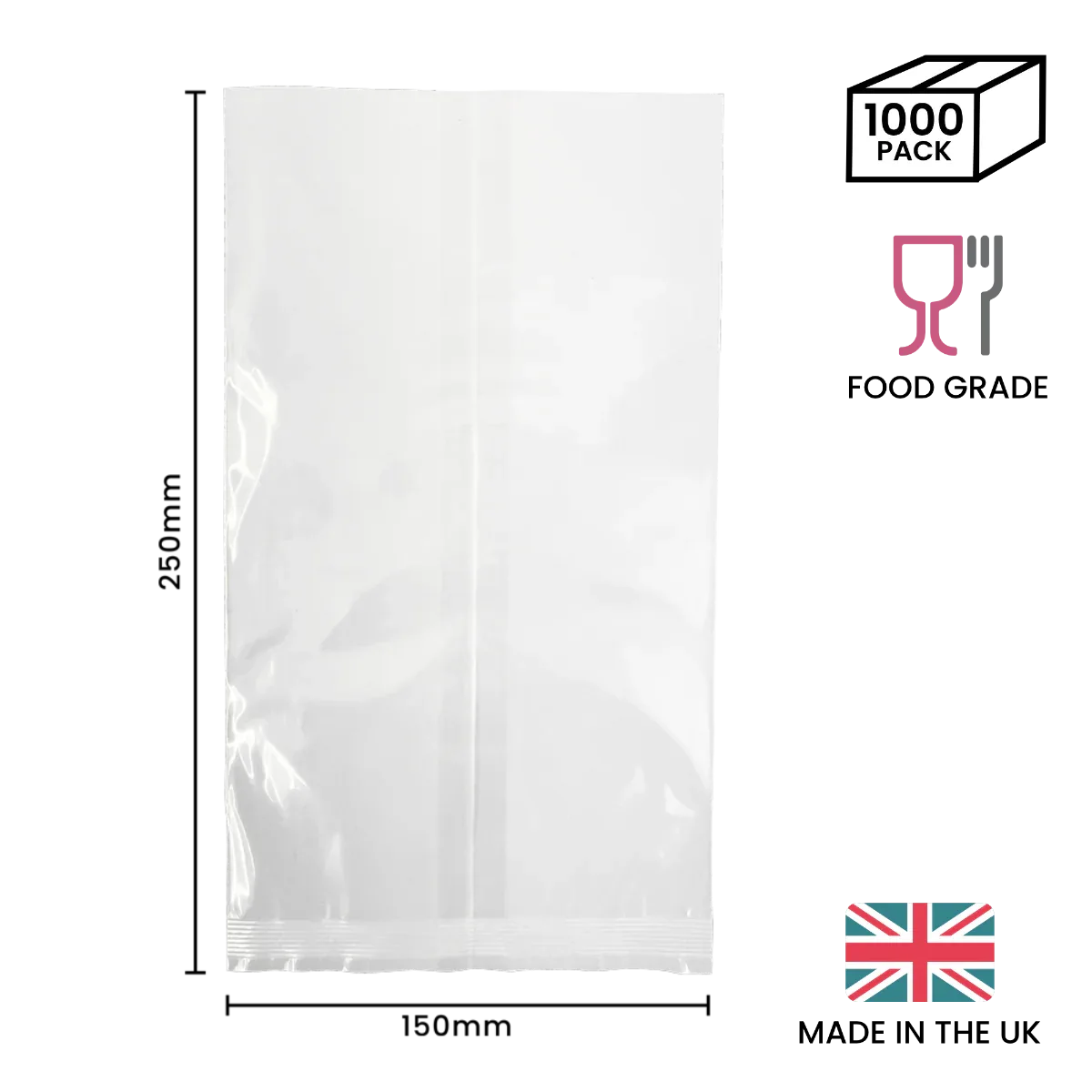 150 x 250mm Cellulose Clear Display Bag by eco-craft - made in the UK
