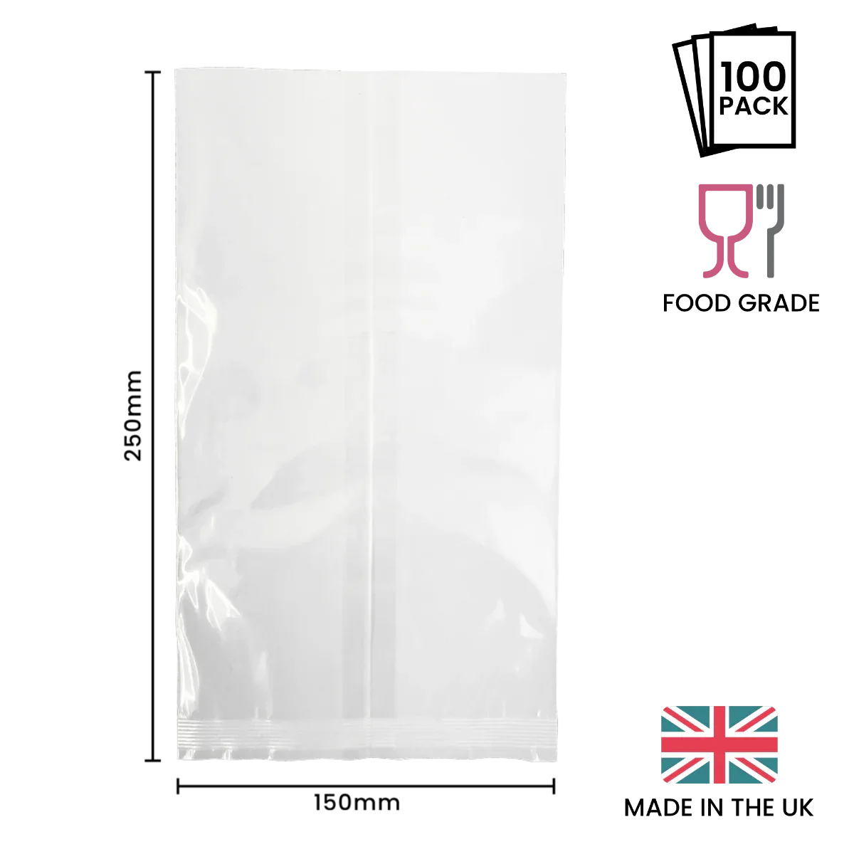 150 x 250mm Cellulose Clear Display Bag by eco-craft - made in the UK