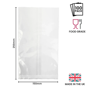 150 x 250mm Cellulose Clear Display Bag by eco-craft - made in the UK