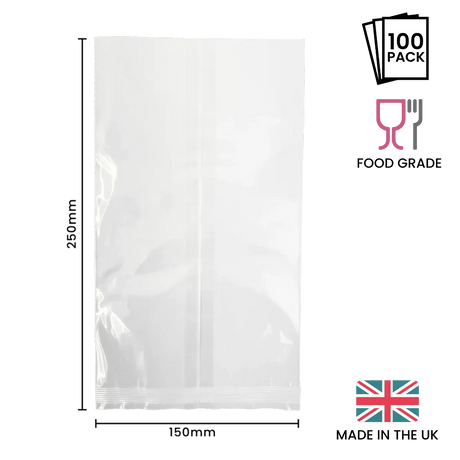 150 x 250mm Cellulose Clear Display Bag by eco-craft - made in the UK