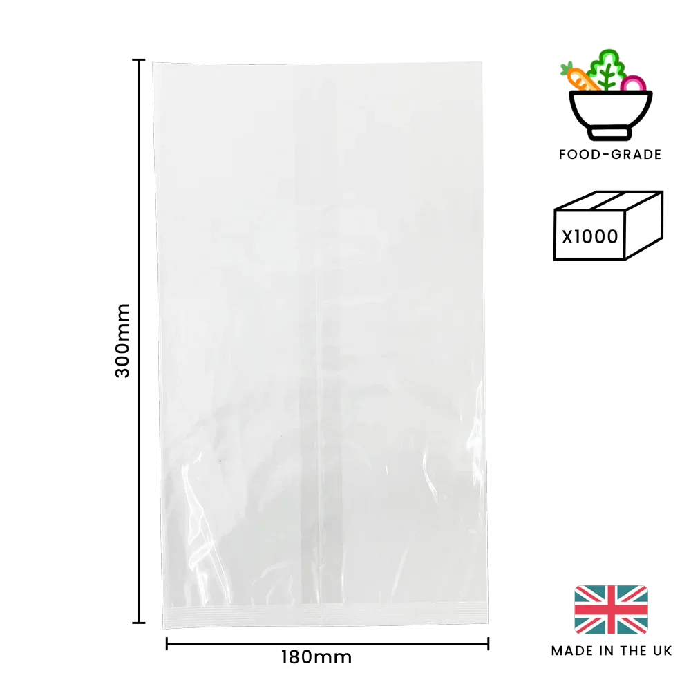 180 x 300mm Cellulose Clear Display Bag by eco-craft - made in the UK
