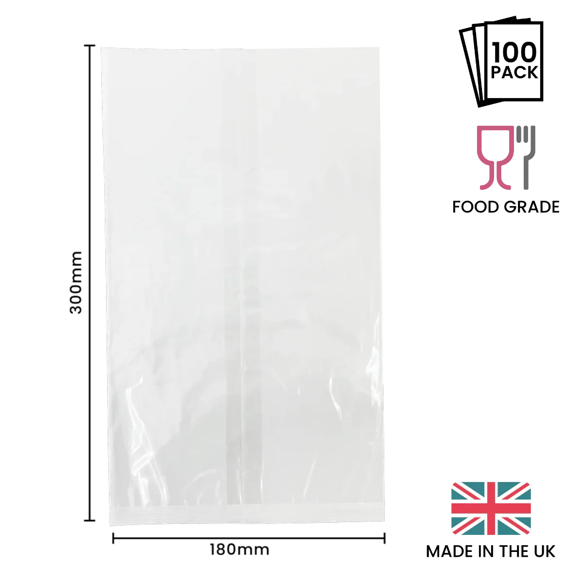180 x 300mm Cellulose Clear Display Bag by eco-craft - made in the UK