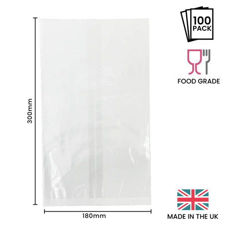 180 x 300mm Cellulose Clear Display Bag by eco-craft - made in the UK