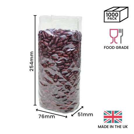 254 x 76 x 51mm Cellulose Clear Gusset Bag by eco-craft - made in the UK