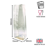 180 x 70 x 30mm Cellulose Clear Gusset Bag by eco-craft - made in the UK