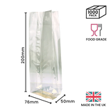 200 x 76 x 50mm Cellulose Clear Gusset Bag by eco-craft - made in the UK