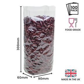 300 x 90 x 60mm Cellulose Clear Gusset Bag by eco-craft - made in the UK