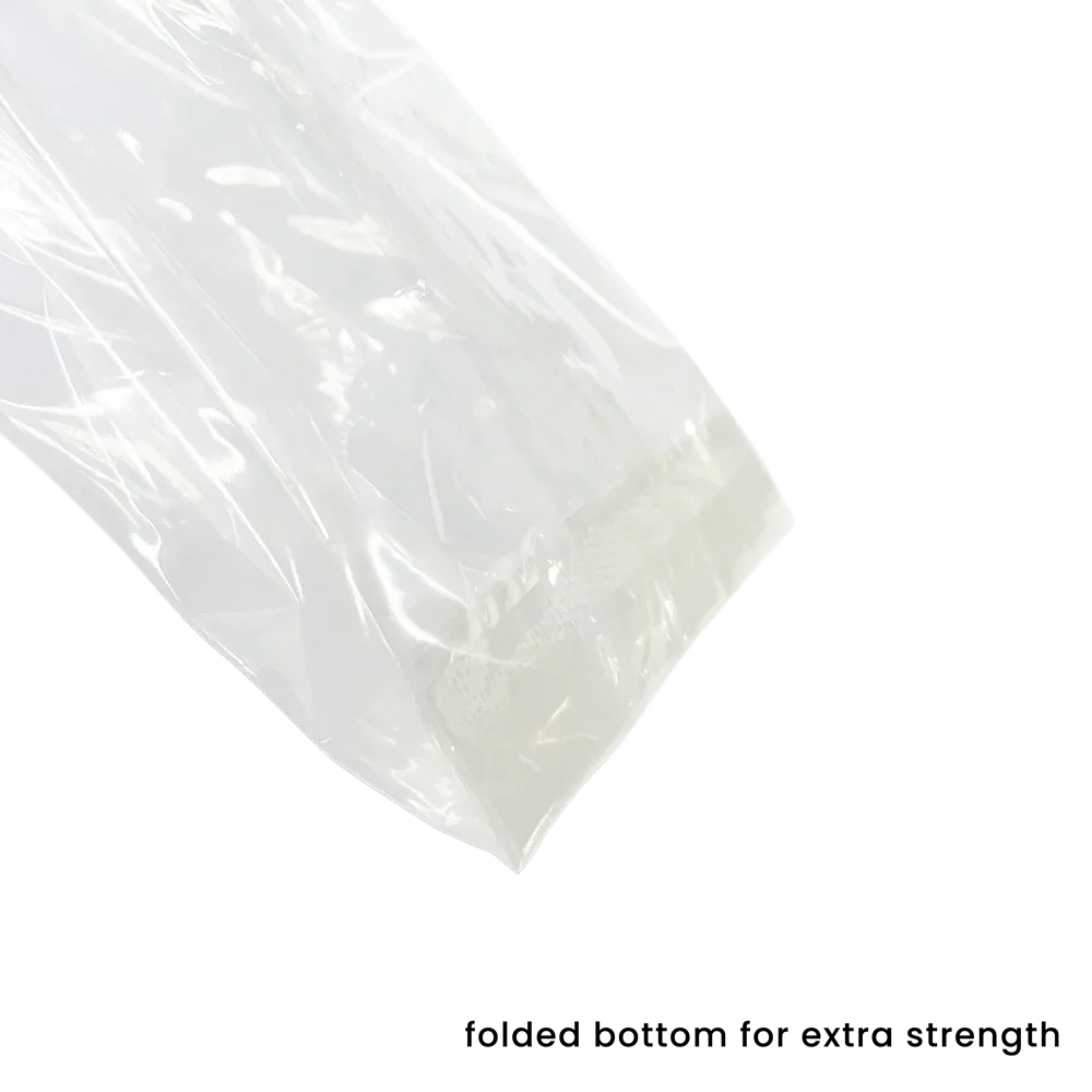 237 x 74 x 50mm Folded-Base Cellulose Clear Gusset Bag by eco-craft - made in the UK
