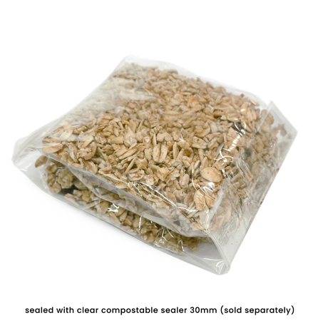 130 x 74 x 45mm Folded-Base Cellulose Clear Gusset Bag by eco-craft - made in the UK