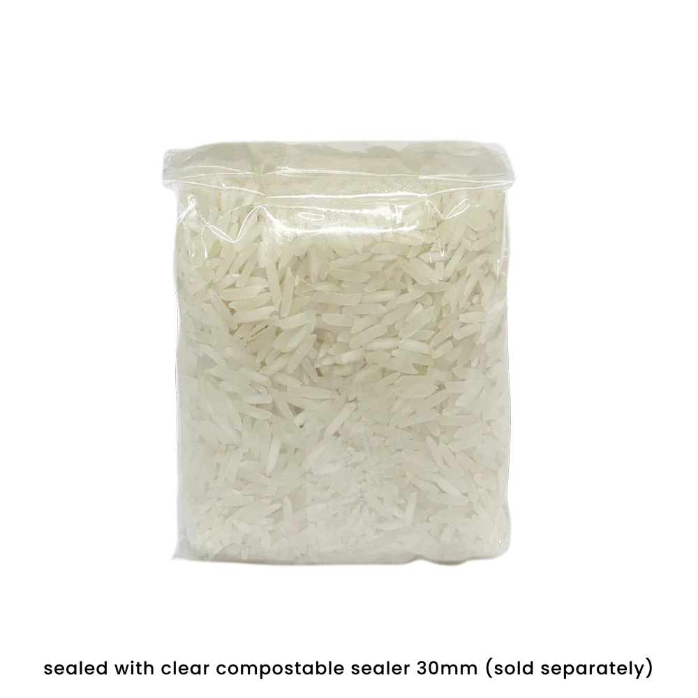 153 x 74 x 45mm Folded-Base Cellulose Clear Gusset Bag by eco-craft - made in the UK