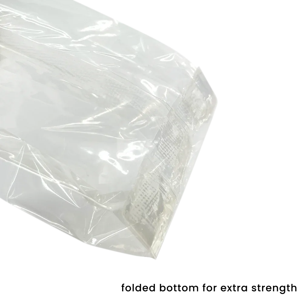 153 x 74 x 45mm Folded-Base Cellulose Clear Gusset Bag by eco-craft - made in the UK