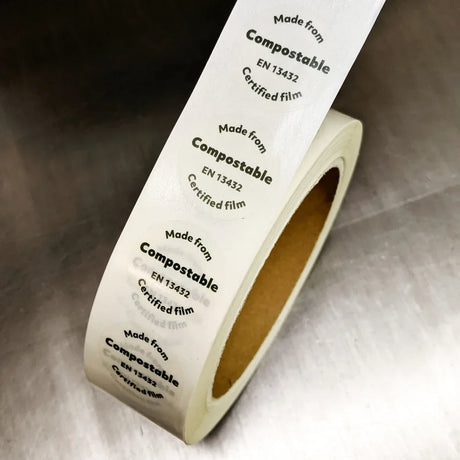Made From Compostable 25mm Clear Printed Sticker by eco-craft - made in the UK