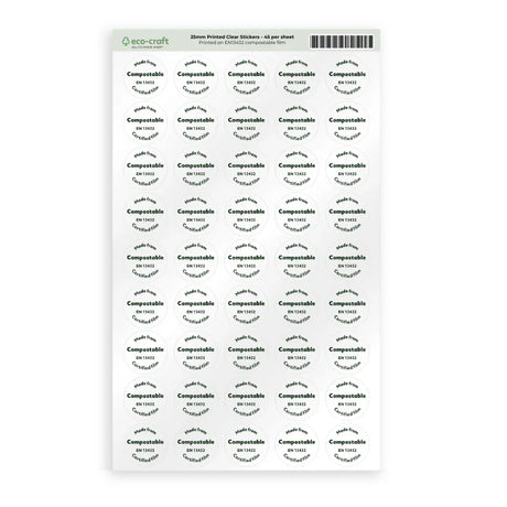 Made From Compostable 25mm Clear Printed Sticker by eco-craft - made in the UK