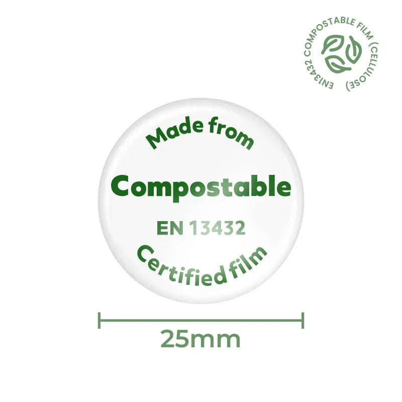 Made From Compostable 25mm Clear Printed Sticker by eco-craft - made in the UK