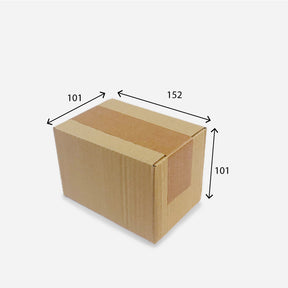 152x101x101mm (6x4x4" inch) Single Wall Postal Box (FEFCO 0201) Cardboard box with dimensions labeled on a white background