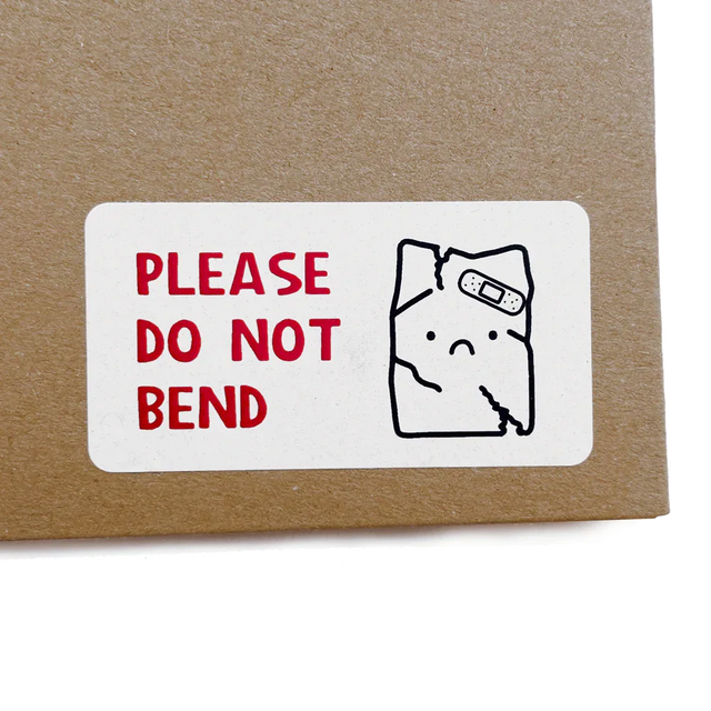 Please Do Not Bend' Printed Labels (24 per A4 sheet) by eco-craft - made in the UK