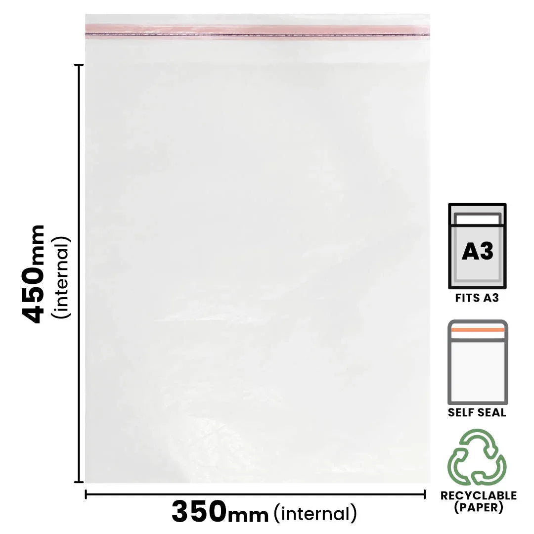 350x450mm Peel & Seal Glassine Envelope by eco-craft - made in the UK