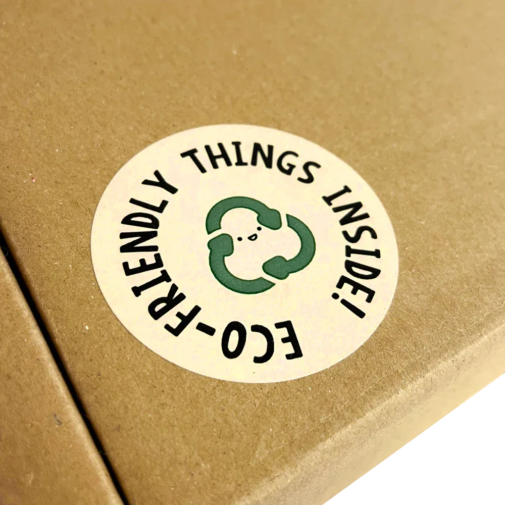 Eco-Friendly Things Inside' Printed Labels (15 per A4 sheet) by eco-craft - made in the UK