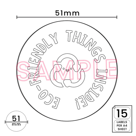 Eco-Friendly Things Inside' Printed Labels (15 per A4 sheet) by eco-craft - made in the UK