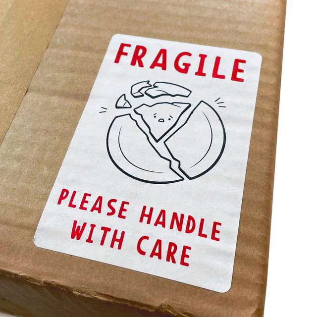 FRAGILE' Printed Labels (8 per A4 sheet) by eco-craft - made in the UK