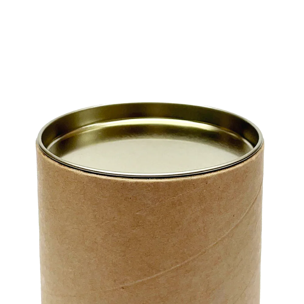 180mm x 76mm Packaging Tube - Gold Ends Caps by eco-craft - made in the UK