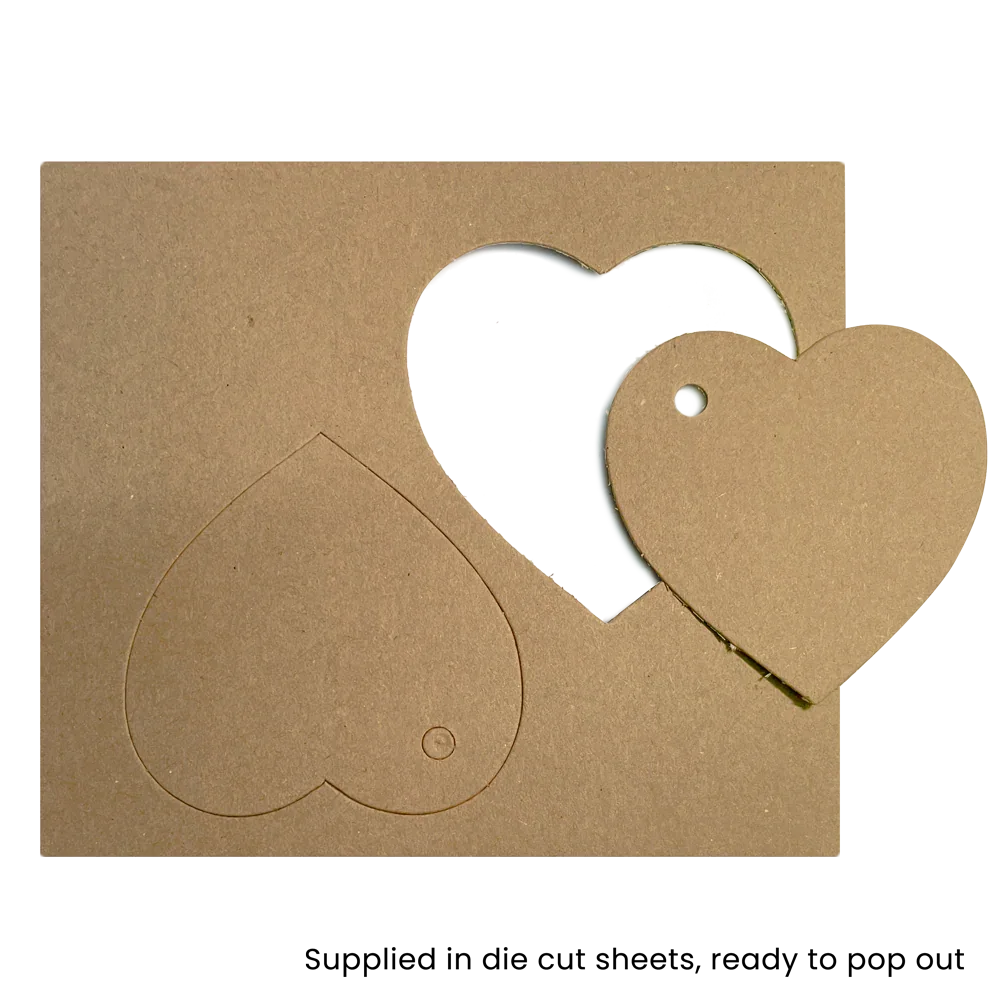 Heart Shaped Gift Tags 20Pk - Hairy Manilla by eco-craft - made in the UK