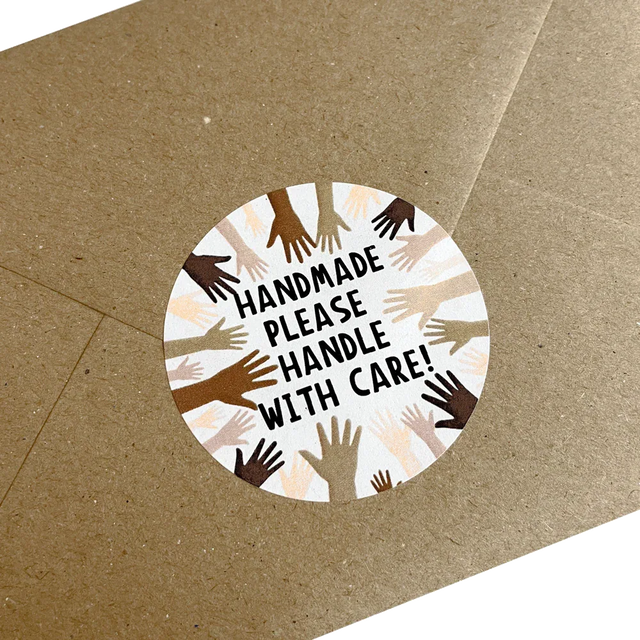 Handmade, Please Handle With Care' Printed Labels (15 per A4 sheet) by eco-craft - made in the UK