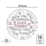 Handmade, Please Handle With Care' Printed Labels (15 per A4 sheet) by eco-craft - made in the UK