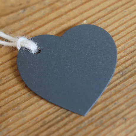 Heart Shaped Gift Tags 20Pk - Charcoal by eco-craft - made in the UK