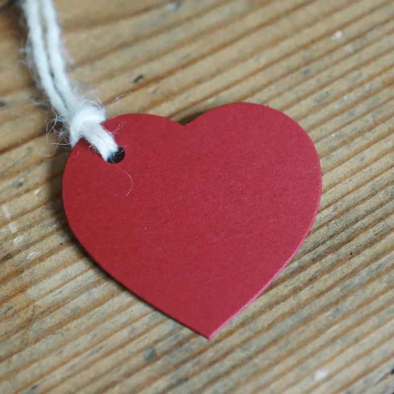 Heart Shaped Gift Tags 20Pk - Claret by eco-craft - made in the UK