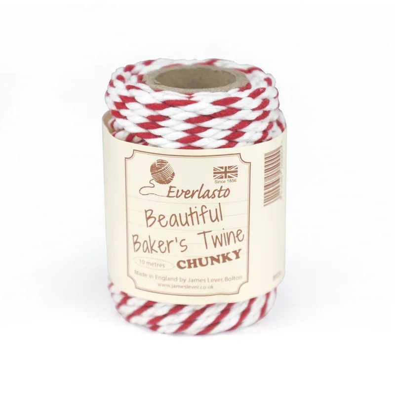 10m Chunky Bakers Twine - Red / White by eco-craft - made in the UK