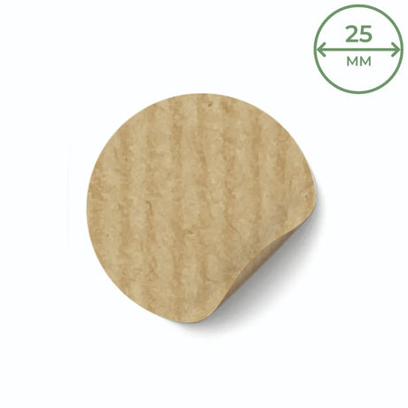 25mm Circle Ribbed Kraft Labels - Brown - 70 Per A4 Sheet by eco-craft - made in the UK