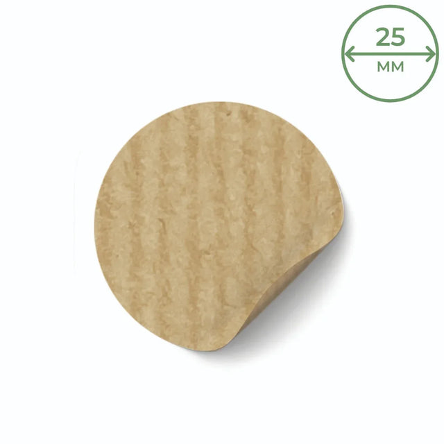 25mm Circle Ribbed Kraft Labels - Brown - 70 Per A4 Sheet by eco-craft - made in the UK