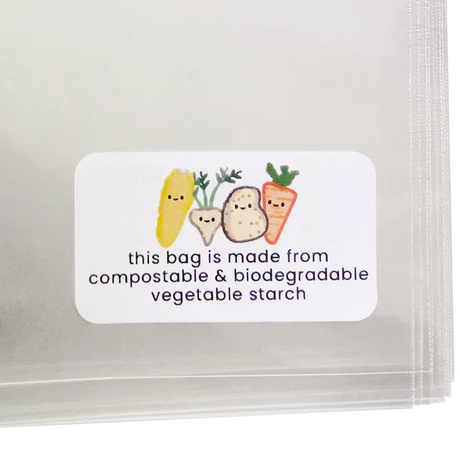 This Bag is Made from Compostable & Biodegradable Vegetable Starch' Printed Labels (65 per sheet) by eco-craft - made in the UK