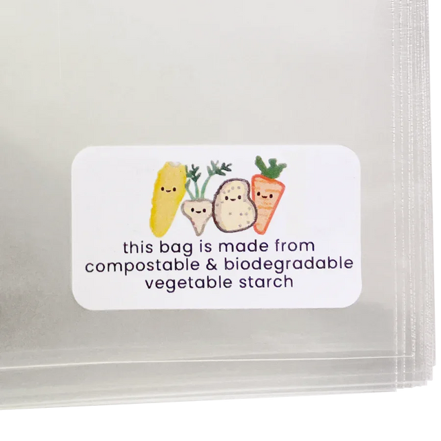 This Bag is Made from Compostable & Biodegradable Vegetable Starch' Printed Labels (65 per sheet) by eco-craft - made in the UK